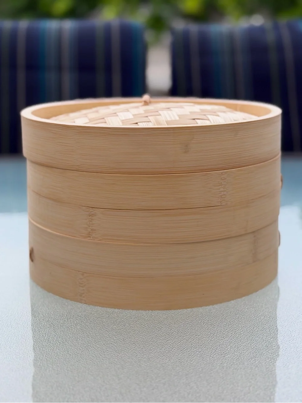 Helen Chen 2-Tier Asian Kitchen 10-Inch Natural Bamboo Steamer ~ 3-Piece Set